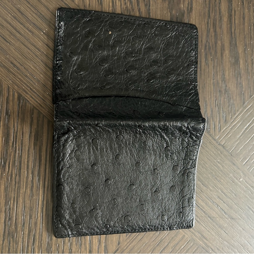 Dunhill Black Ostrich Bi Fild Leather Card Holder Wallet UNISEX - Picture 6 of 6